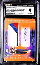 2025 Origins TreVeyon Henderson Patriots RC Orange Patch Auto /75 CGC 9 Auto 10