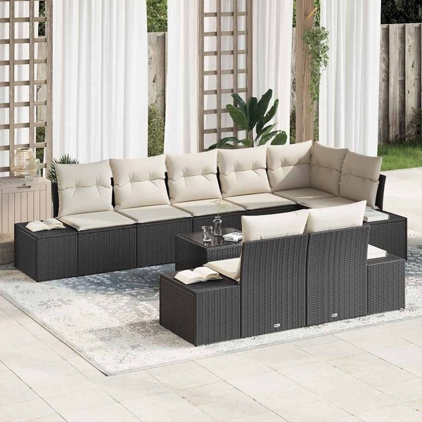 8-Teilige Garten-Sofa-Set Mit Kissen Braun Poly-Rattan-image