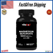 Glicinato De Magnesio De Maxima Potencia 1000 Mg 90 Tablets, Supports Muscle, US
