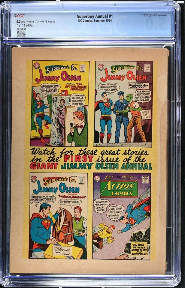 Superboy Annual #1 CGC 5.0 , 1964 / DC Comics - Image 2 of 2
