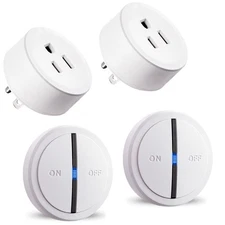 Wireless Plug Outlet Mini Remote Control 1200W Anti-Surge 4000V No Wiring 2 Pack