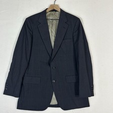 Vtg Johnny Carson Men s 40 Wool Tweed Blazer Navy Gray Windowpane USA Made