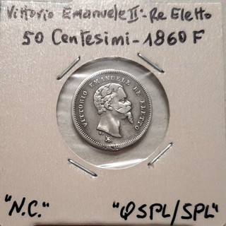 50 CENTESIMI 1860 F VITTORIO EMANUELE II RE ELETTO