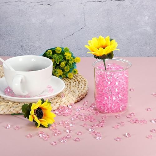 1000 Pieces Acrylic Diamonds Vase Fillers Plastic 10mm Fake Crystals Yellow - Picture 6 of 8