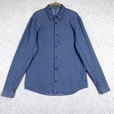 Lululemon Commission Shirt Mens Large Long Sleeve Button Up Chambray Blue Knit