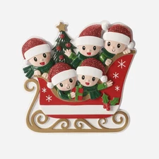 Personalized Family Grandkids in Sleigh Ride Family of 3 5 Christmas Ornament