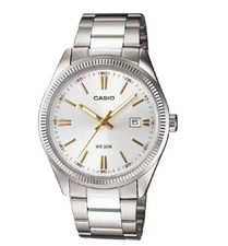 Casio MTP-1302D-7A2 Mens Watch Stainless Steel Band Analog White Dial MTP1302D
