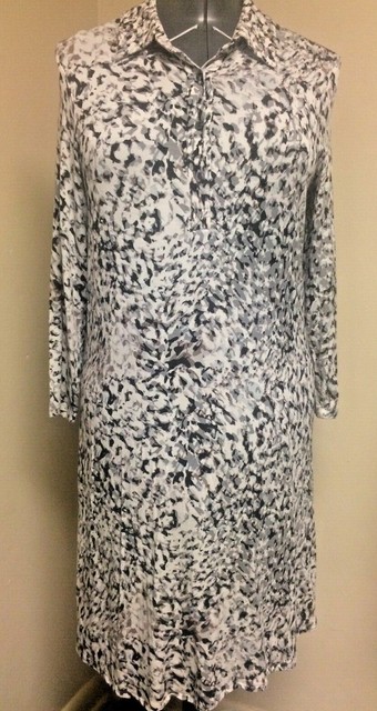 black and white animal print shirt dress