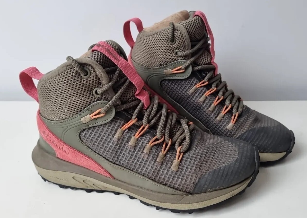 Columbia Mujeres Trailstorm Botas Medio Impermeables Caminar Verde Rosa Zapatos Reino Unido 4
