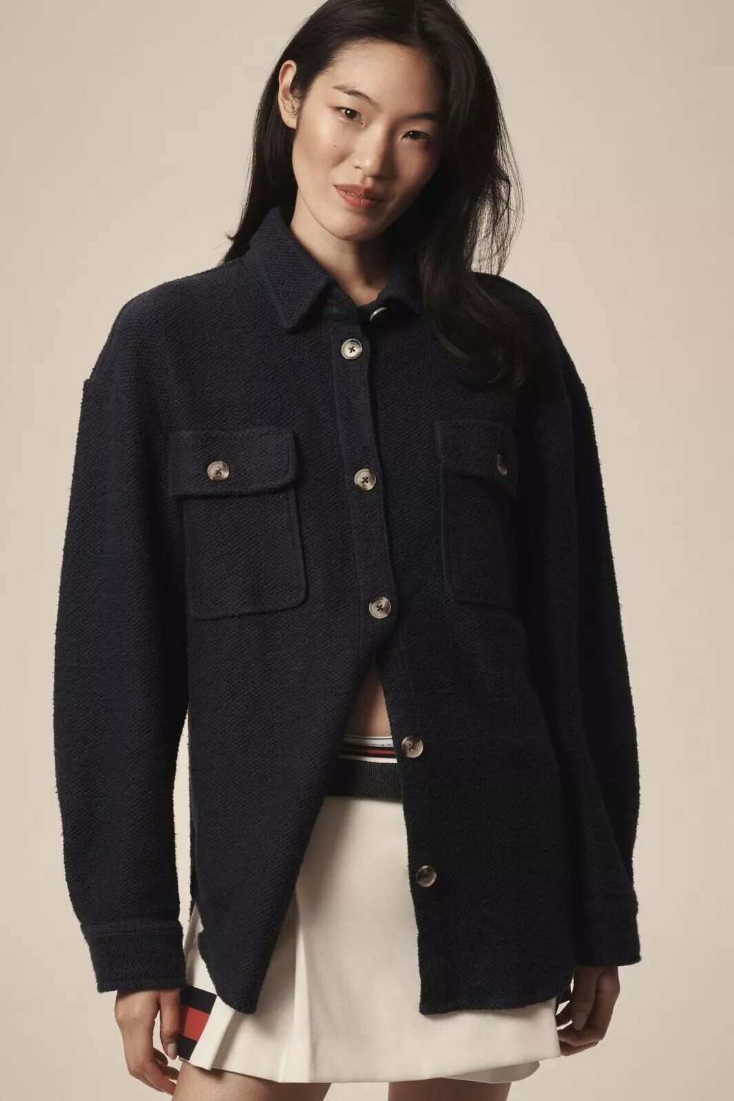 By Anthropologie Knit Shacket Shirt Tunic Top Jacket Buttondown Cotton S 275442