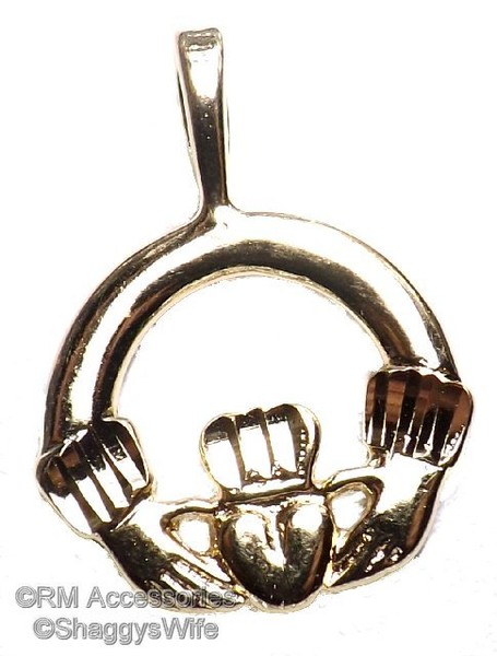 Alternate view of Irish Claddagh Charm Pendant Gold Plated With Lifetime Guarantee