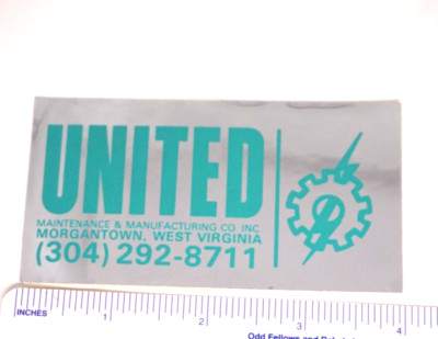 Coal Mining Sticker United Maintenance & Manufacturing Co Inc Morgantown WV