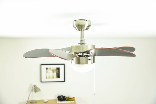 Mini Ceiling fan with Light and Pull chains Turbo Swirl Chrome 76 cm 30" - Picture 6 of 10