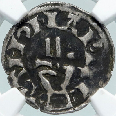 1200 AD FRANCE Archevêché BESANÇON Ancien Denier Argent Médiéval Monnaie MBAC économies i87759