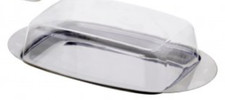 Butterdose EDELSTAHL Butterglocke Butterschale Butter Dose Schale SILBER KLAR