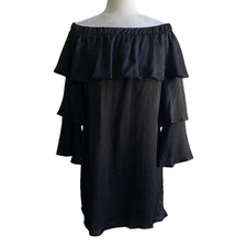 Le Lis Off Shoulder Little Black Dress Ruffle Tiered Sleeves Cocktail Women's M