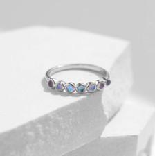 Exquisite 925 Sterling Silver 2mm Round Moonstone Stackable Ring