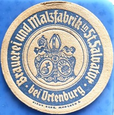 Old beer mat VK brewery and malt factory in St. Salvator around 1933 with imprint