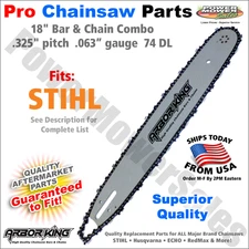 18” Chainsaw Bar & Chain .325 .063 74 DL Fits Stihl MS260 MS261 MS270 MS361