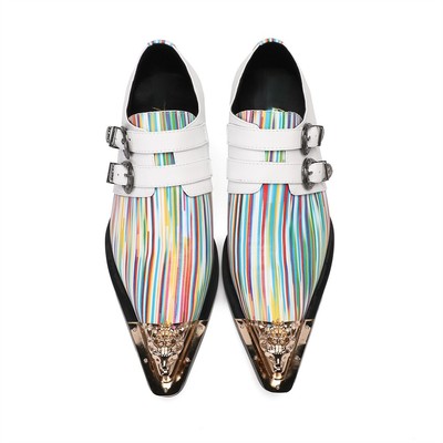 Fashion Mens Iron Pointed Toe Splicing Shoes Fashion Young Hairstylist Shoes Sz
