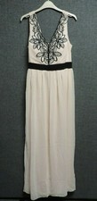 Little Mistress Embroidered Maxi Dress Nude/Black UK 16 LN110 HH 01