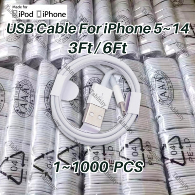 For iPhone 14 13 12 11 Pro XS XR X 8 7 6 Plus USB Charger Cable Cord Wholesale