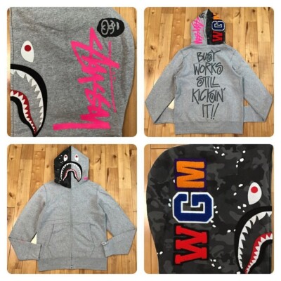 トップス BAPE STA CAMO SHARK HOODIE XXL Bape multi camo shark face full zip Hoodie Size S | eBay