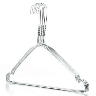 HANGERWORLD 20 Coat Clothes Hangers Strong 40cm Silver Wire Metal Garment Trouser Bar Steel