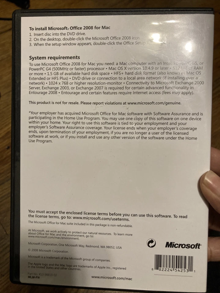 Microsoft Office: Mac 2008 Home Use Program DVD-ROM w/ Product Key #57 - Image 3 of 4