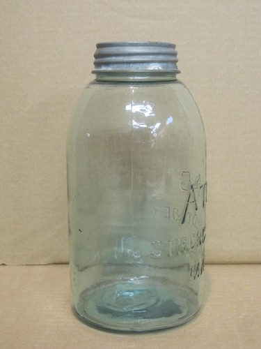 Blue ATLAS Half Gallon Strong Shoulder Mason Fruit Canning Jar w Zinc Lid - Picture 5 of 12