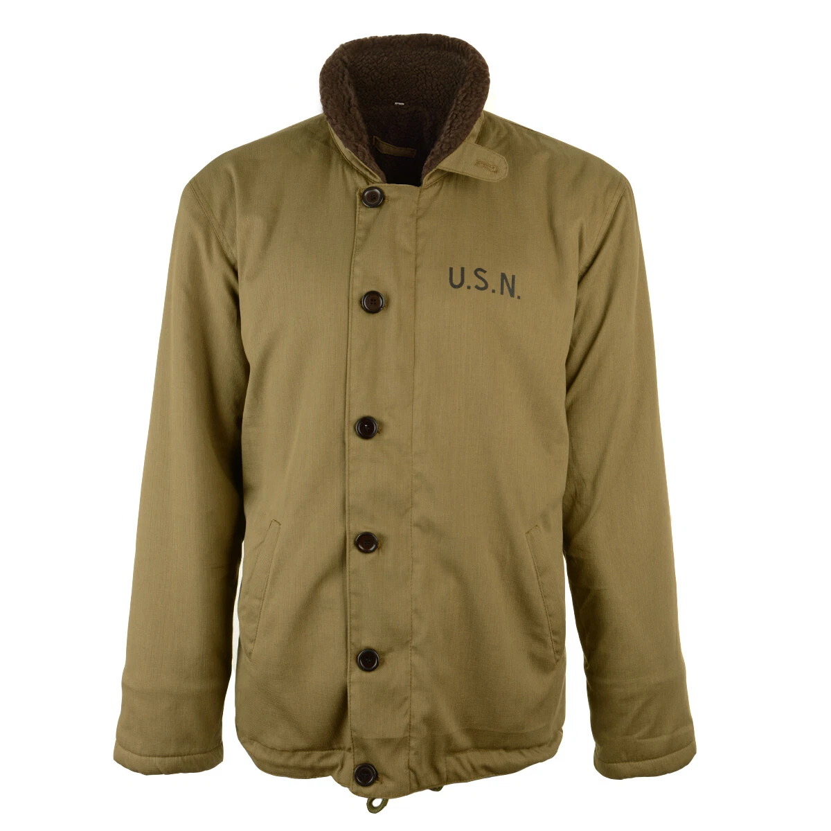 US U.S.N Fleece Lined Naval Deck Jacket - Collared Zip Front With Storm Flap
Opens in a new window o