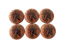Cabinet and Drawer Knobs, Set of 6 Horse Compass FArmhouse Wood Cabinet Knobs