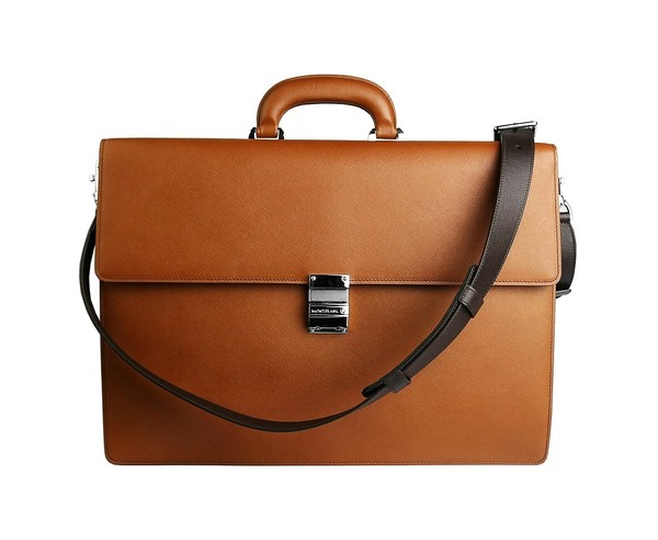 MONTBLANC MEISTERSTUCK 109622 COGNAC DBL GUSSET SAFFIANO BRIEFCASE LEATHER NEW