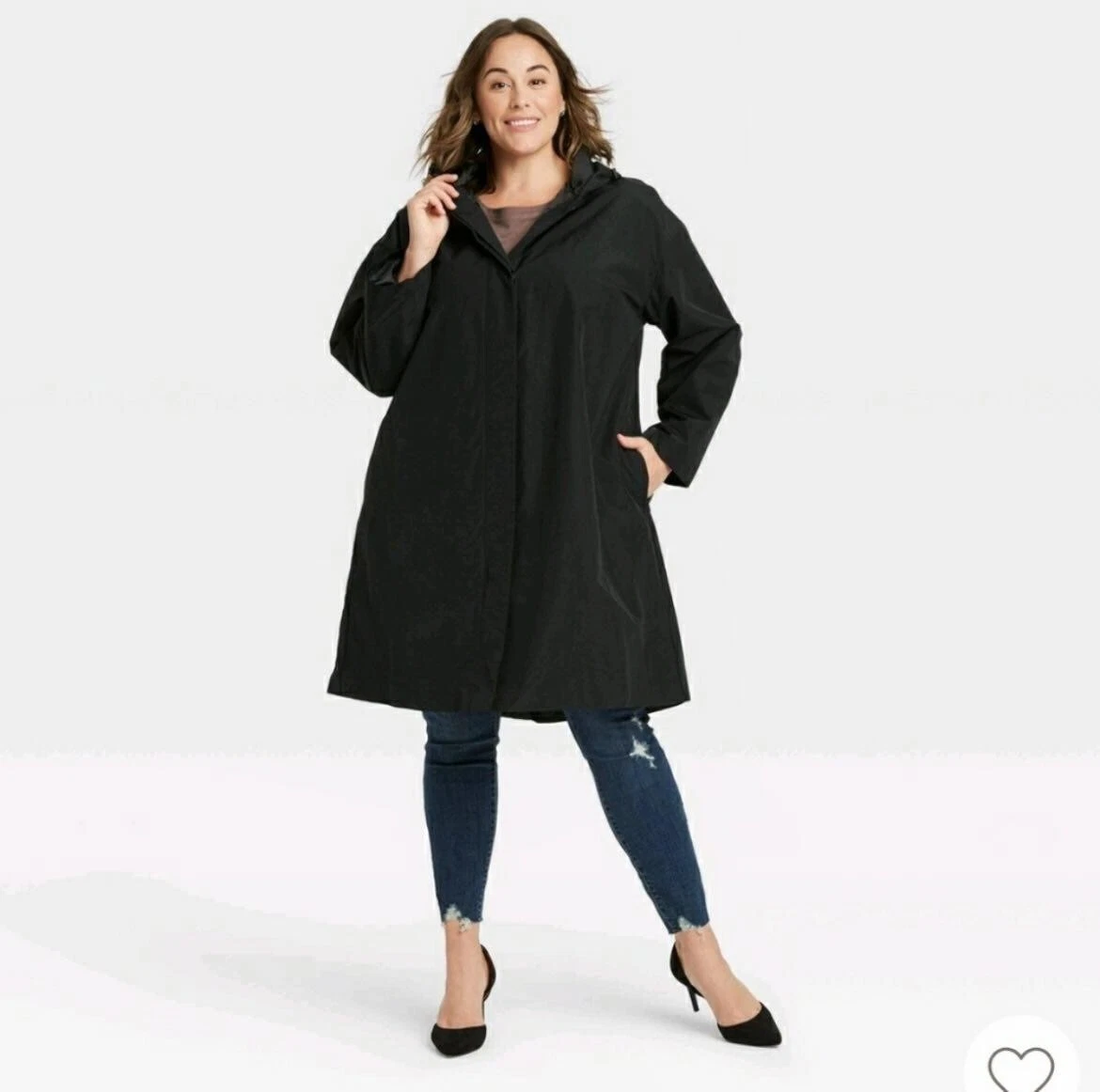 Plus size store black raincoat