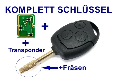 Complete Replacement Key + Board + Milling + Transponder for Ford Focus Fiesta