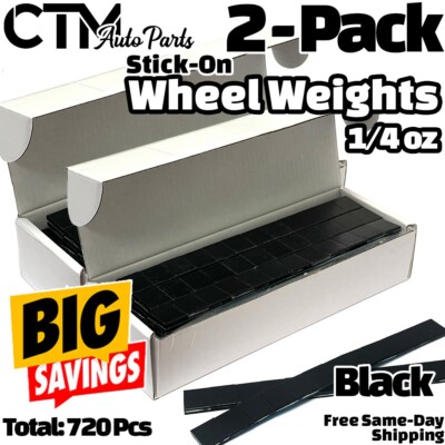 2-Box 1/4oz Black Balance Wheel Weights Stick-on Adhesive Tape Lead-Free 720 pcs