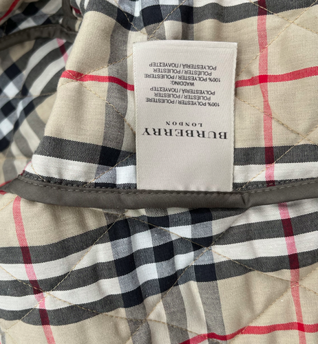 Burberry Womens STAINED Olive Classic Quilted Nova Check Lining Zip Jacket szM - Picture 4 of 5