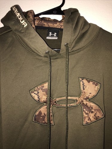 Under Armoire Hoodie Green With Camouflage XL Mens - Picture 2 of 7