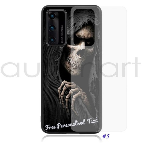 Personalised Text Glass Phone Case For Huawei Mate 40/30/20/10/9/8 Series Skull - Picture 6 of 11