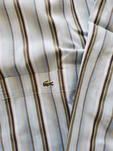 Lacoste (progettato in Francia). Camicia abito uomo a righe. Made in Tunisia. 42 - Foto 3 di 8