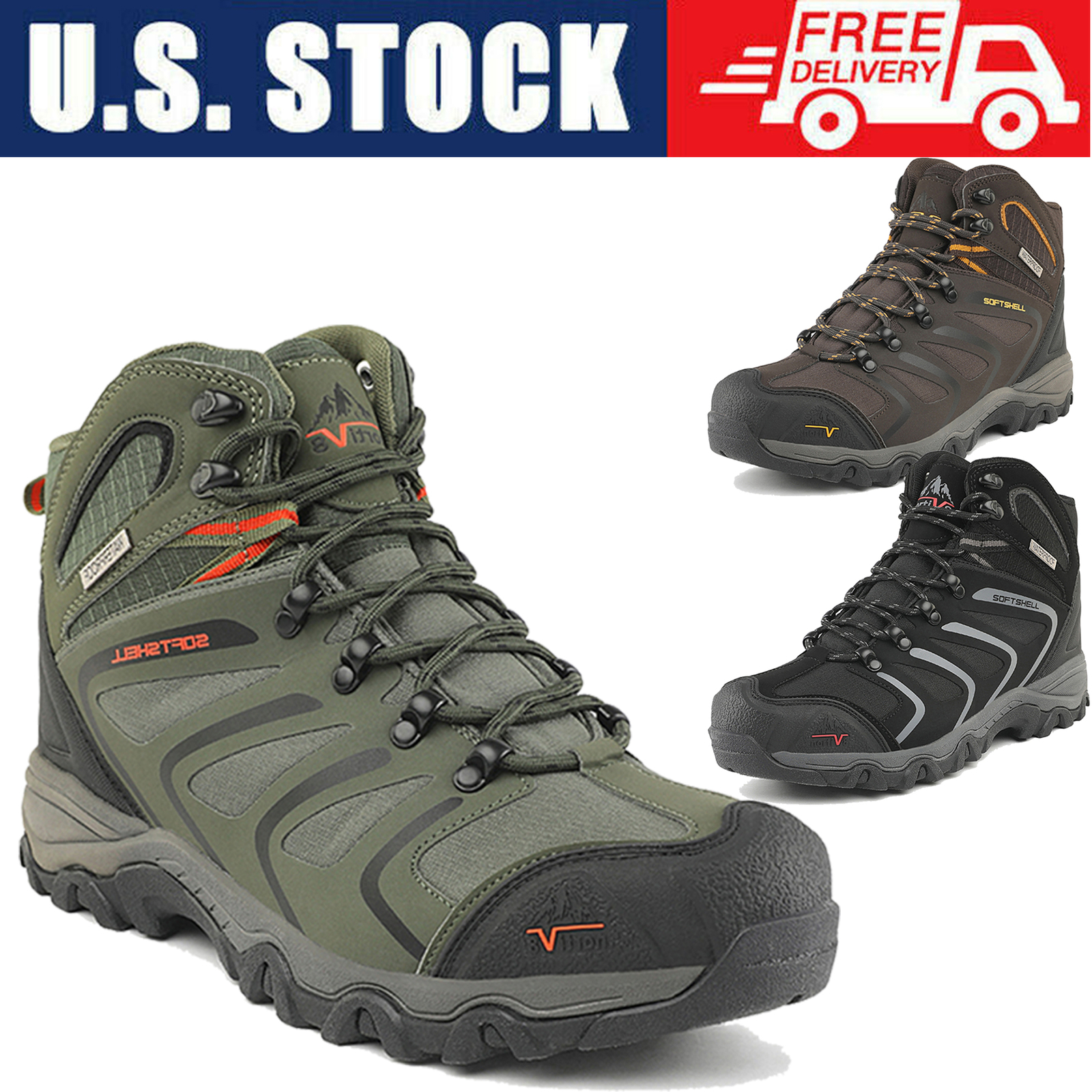 Mens Hiking Boots Outdoor Waterproof Non-slip Trekking Trails Boots WIDE SIZE-image