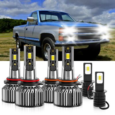 6X KIT LED Headlight Bulbs Fog light For Chevrolet C1500 1990-1998 9005+9006+H3