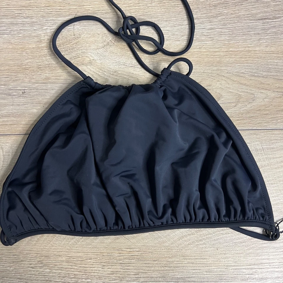 Nuevo con etiquetas Rachel Pally Tahoe Halter Bikini Natación Top Negro Pequeño Foto 3 de 4