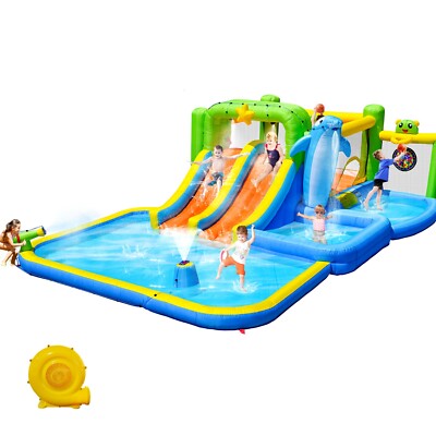 9 in 1 For Endless Fun Inflatable Bounce House Blower Shower Soak Pool Sprinkler