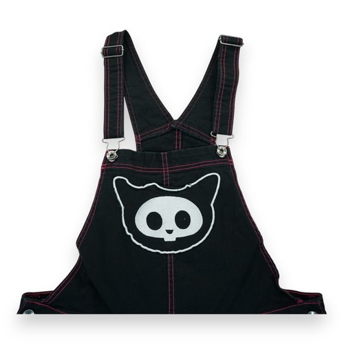 Skelanimals Kit Contrast Stitch Shortalls Women's Size 1 Black Comfy & Straps - Picture 6 of 9