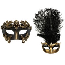 Black Gold Roman Warrior Mask Set for Greek Masquerade Costume