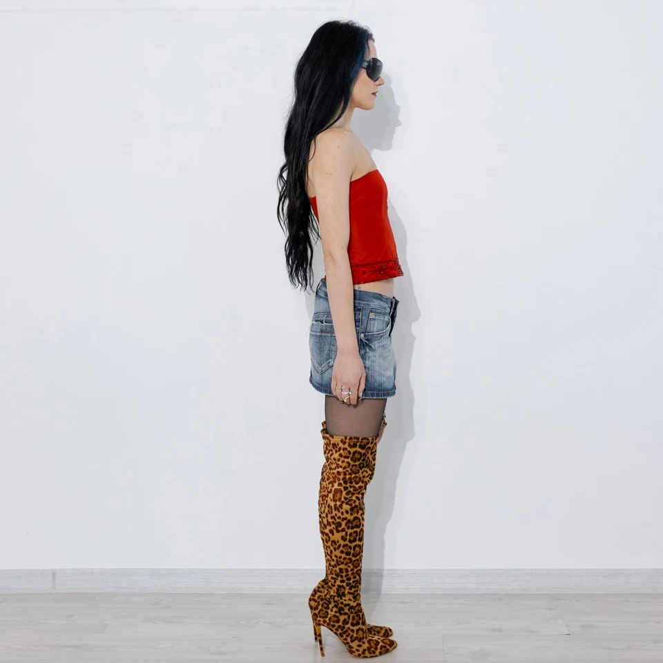 Винтажный Y2K Jones бисером и вышитый корсет без бретелек топ в любви красный - Изображение 4 из 4