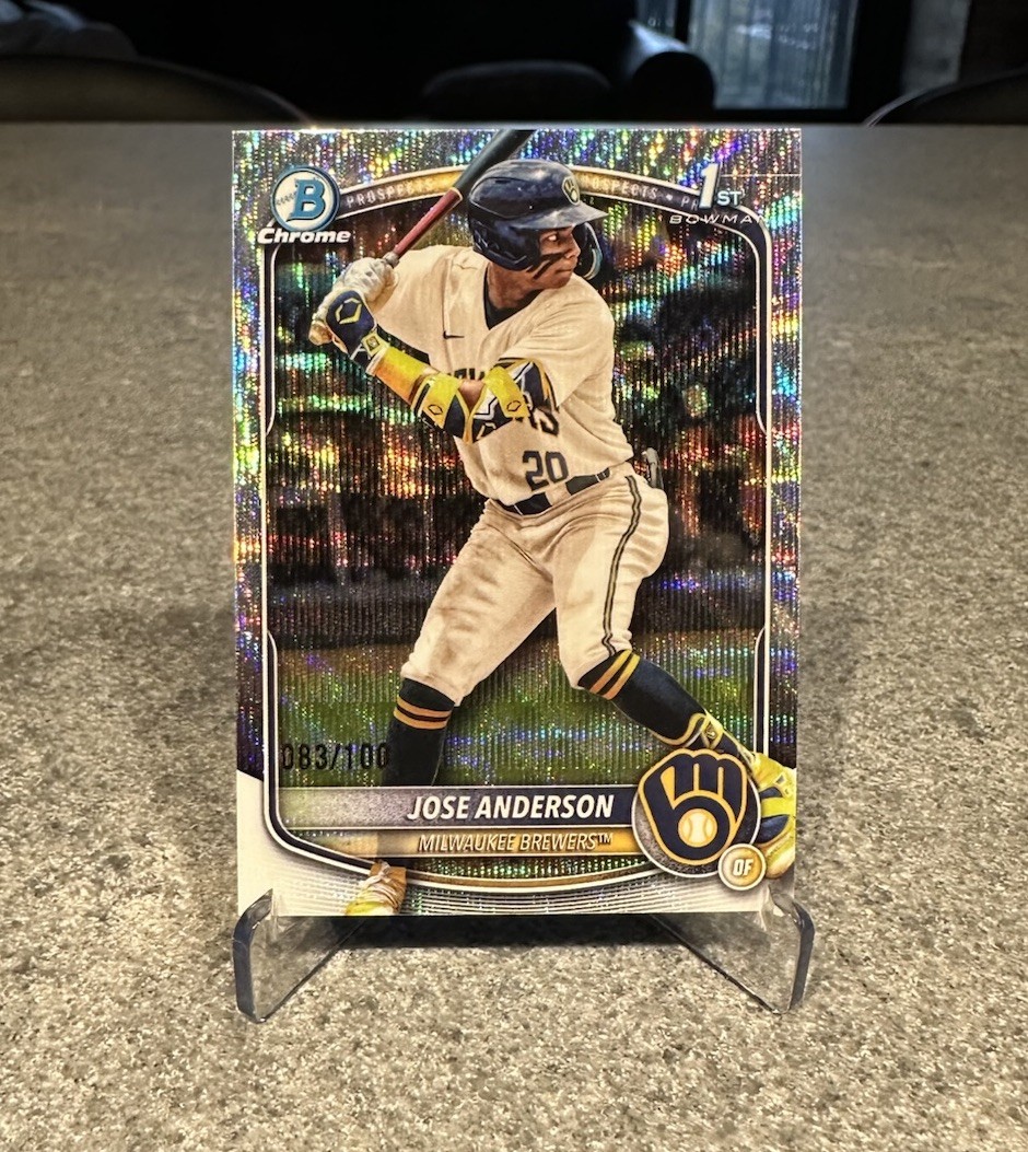 2025 Bowman Chrome - Jose Anderson 1st Bowman Wave Refractor /100 - Brewers