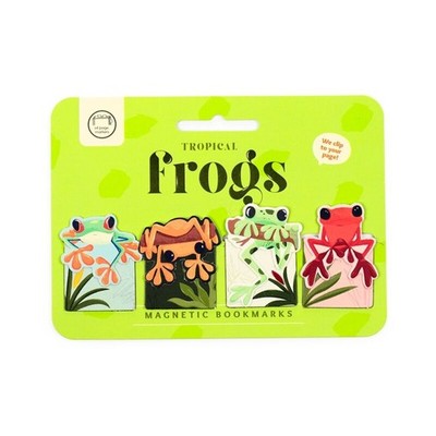 TROPICAL FROGS niedliche FRÖSCHE Set: 4 Magnetische Lesezeichen 4x süßer FROSCH