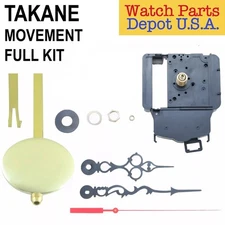 USA Takane Pendulum Clock Movement Kit with Hands, Rod & Bob, Multiple Sizes